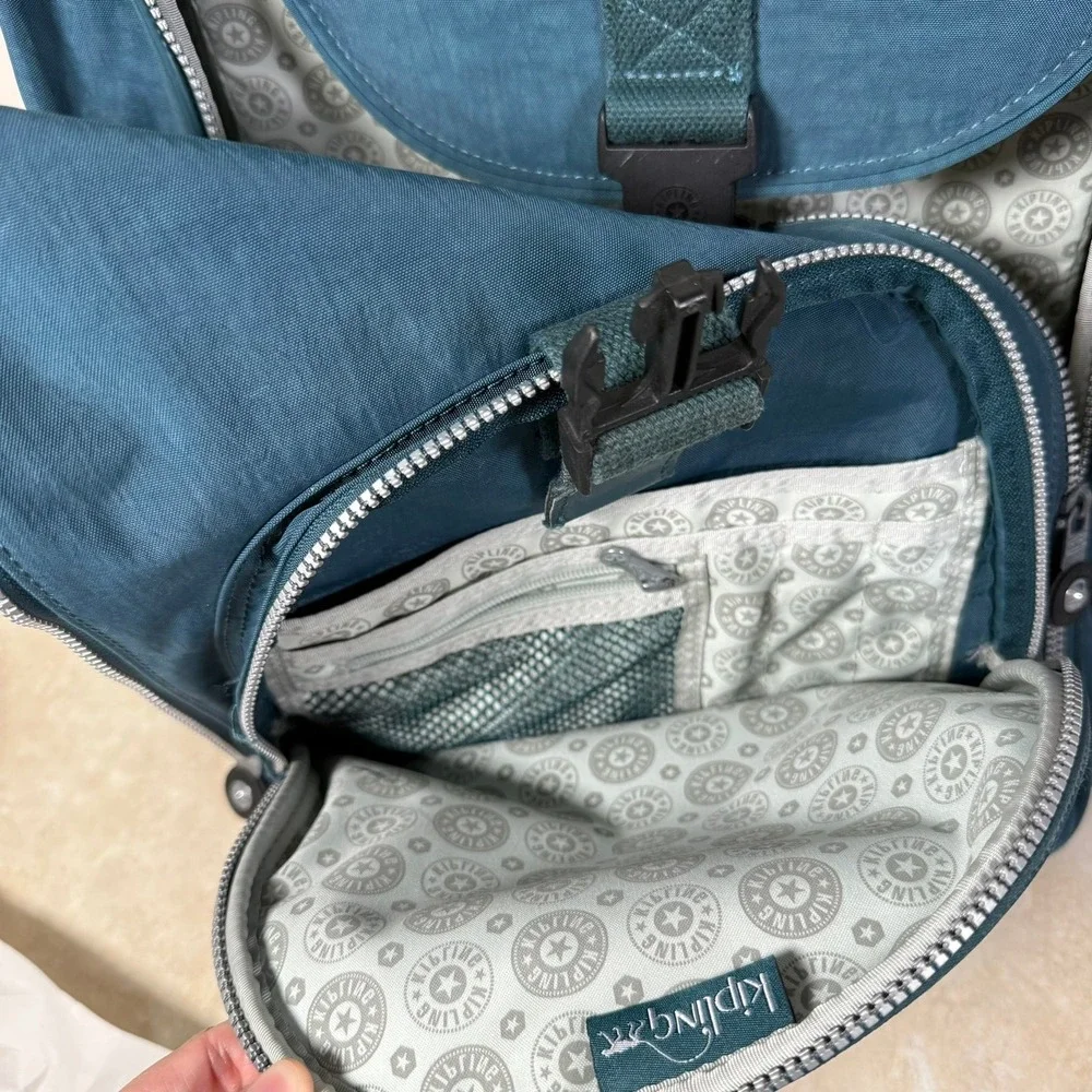 Kipling Alcatraz Rolling Backpack Unisex Large Teal Blue Convertible Laptop Bag